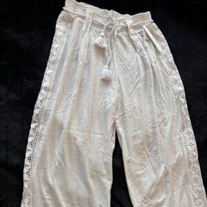 La Blanca Coastal Crochet white cover up pants XL, NWT